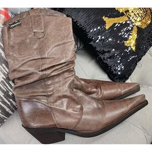 Mustang Womens Vintage Western Pointed Toe Brown Cowgirl Boots Size‎ 7